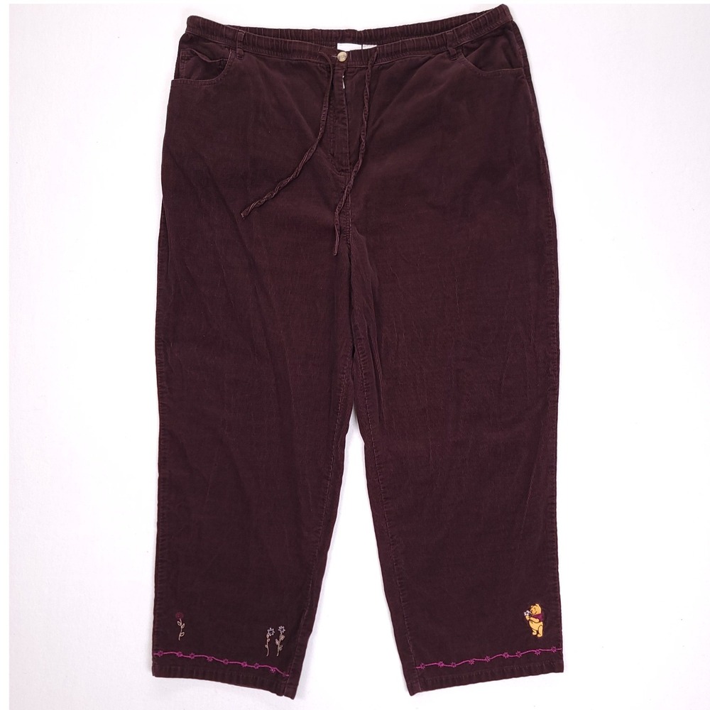 Disney Burgundy Corduroy Pants Winnie the Pooh Womens 2XL 38x27